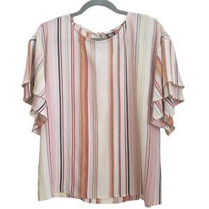 Bobeau Vintage Women's Striped Blouse Size M Made in Vietnam Multicolor